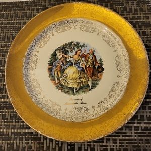 Vintage Sabin Crest-O-Gold 22k Hand Painted Decorative Plate